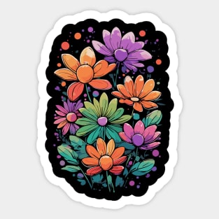 Flower Power 70s floral pattern Sticker